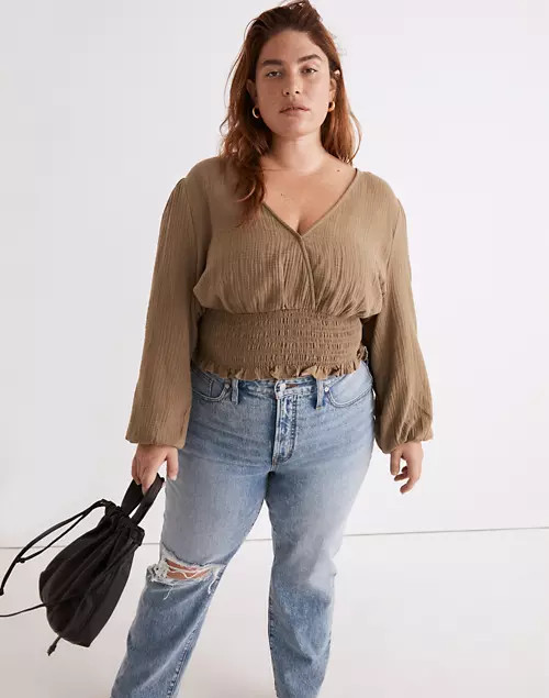 Plus Lightspun Julianne Smocked-Waist Top | Madewell
