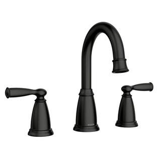 Banbury 8 in. Widespread Double-Handle High-Arc Bathroom Faucet with Drain Kit Included in Matte ... | The Home Depot