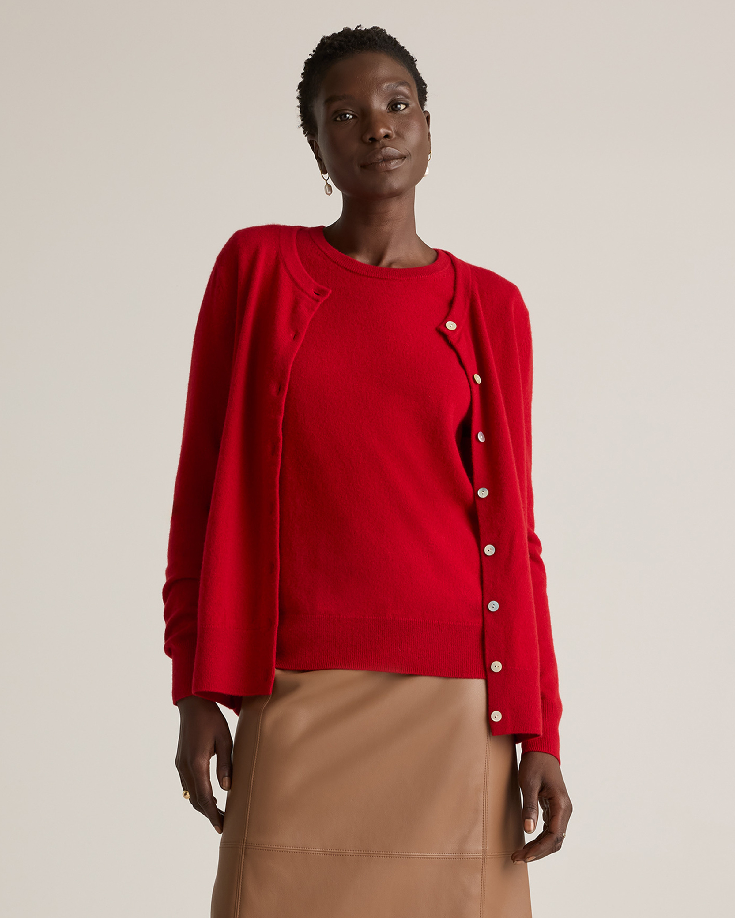 Quince | Women's Mongolian Cashmere Cardigan Sweater in Varsity Red, Size Small | Quince