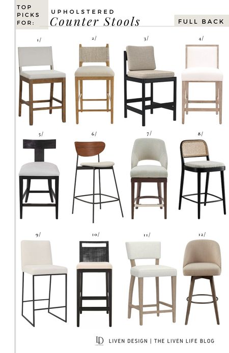 Full back counter stool. Upholstered counter stool. Woven counter stool. Kitchen counter stool. Wood stool. Traditional stool. Modern stool. Cane stool. Black stool. Mid century stool. 

#LTKSeasonal #LTKHome #LTKStyleTip