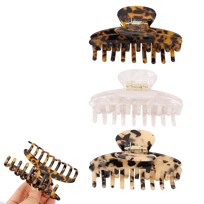 Tortoise Claw Hair Clip for Women，Hair Grip Leopard Print Barrettes French Vintage Design Large... | Amazon (US)