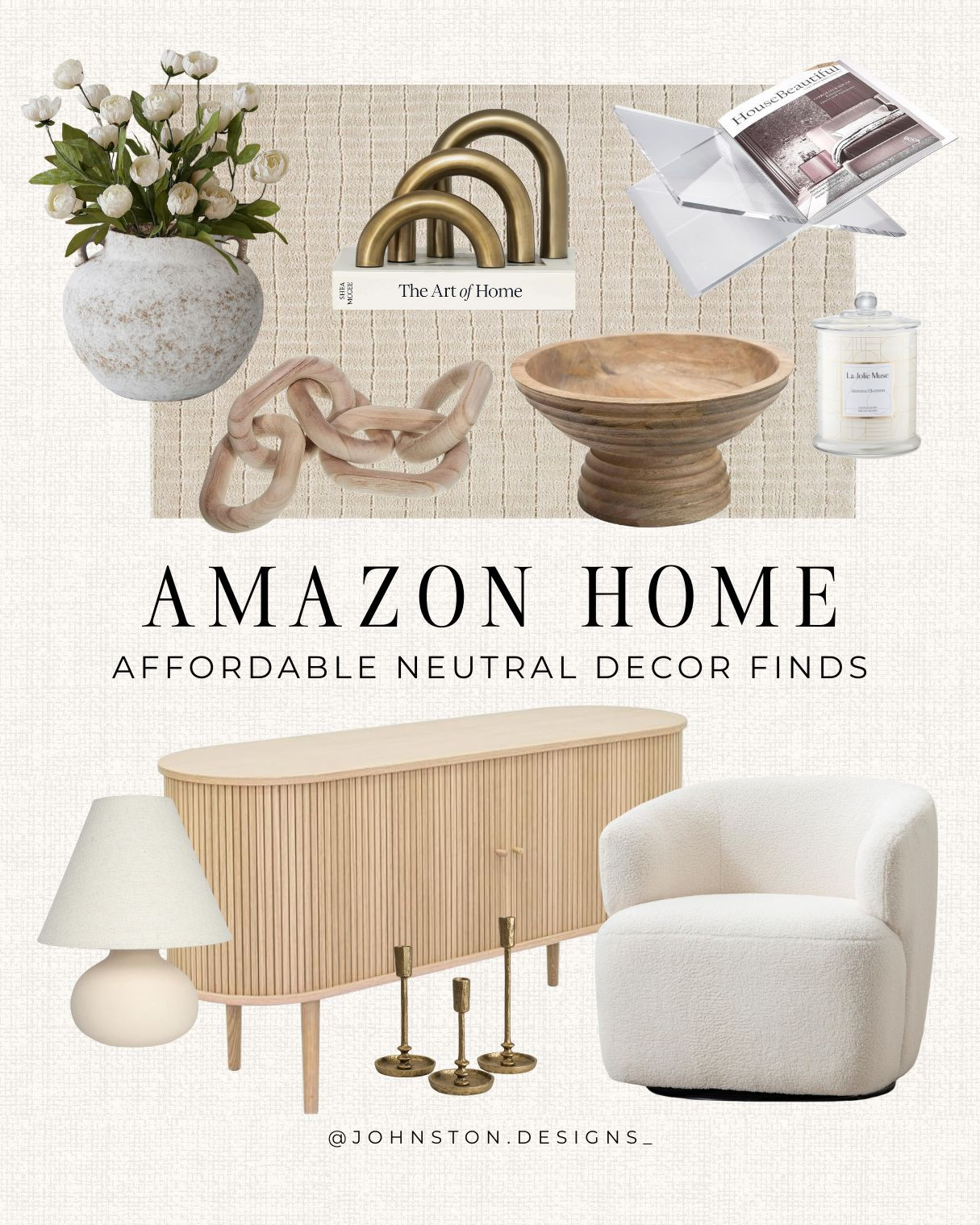 Shop affordable and stylish neutral Amazon home decor finds! From chic rugs to cozy accents, elevate your space effortlessly. 

Coffee table decor, tabletop accents, vase, peonies, trending, book holder, bowl, sideboard, cabinet, accent chair, lamp, candle holders, neutral home, modern organic, Amazon home. 

 #LTKHome