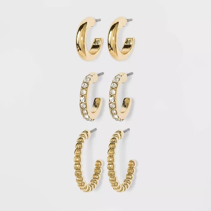 Hoop Earring Set 3pc - A New Day™ Gold | Target