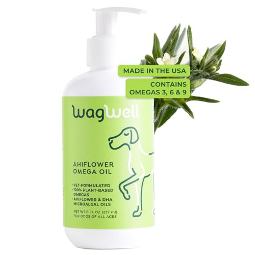 WagWell Ahiflower Omega Oil - Vet-Formulated Skin, Coat, Hip and Joint Supplement for Dogs - Plant-Based Omega 3, 6 and 9 Supplement - Natural Non-GMO Dog Omega Oil, 8 fl.oz. Pump Bottle | Amazon (US)