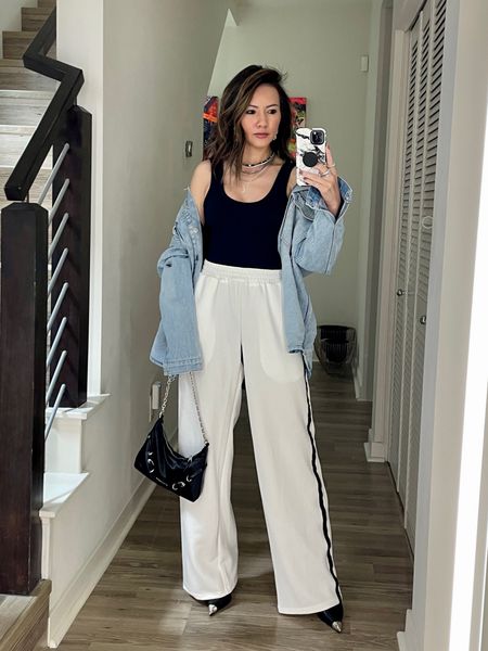 Spring outfit 🤍

Track pants, bodysuit, denim shacket, denim jacket, summer outfit, The Stylizt 

#LTKfindsunder50 #LTKstyletip #LTKfindsunder100