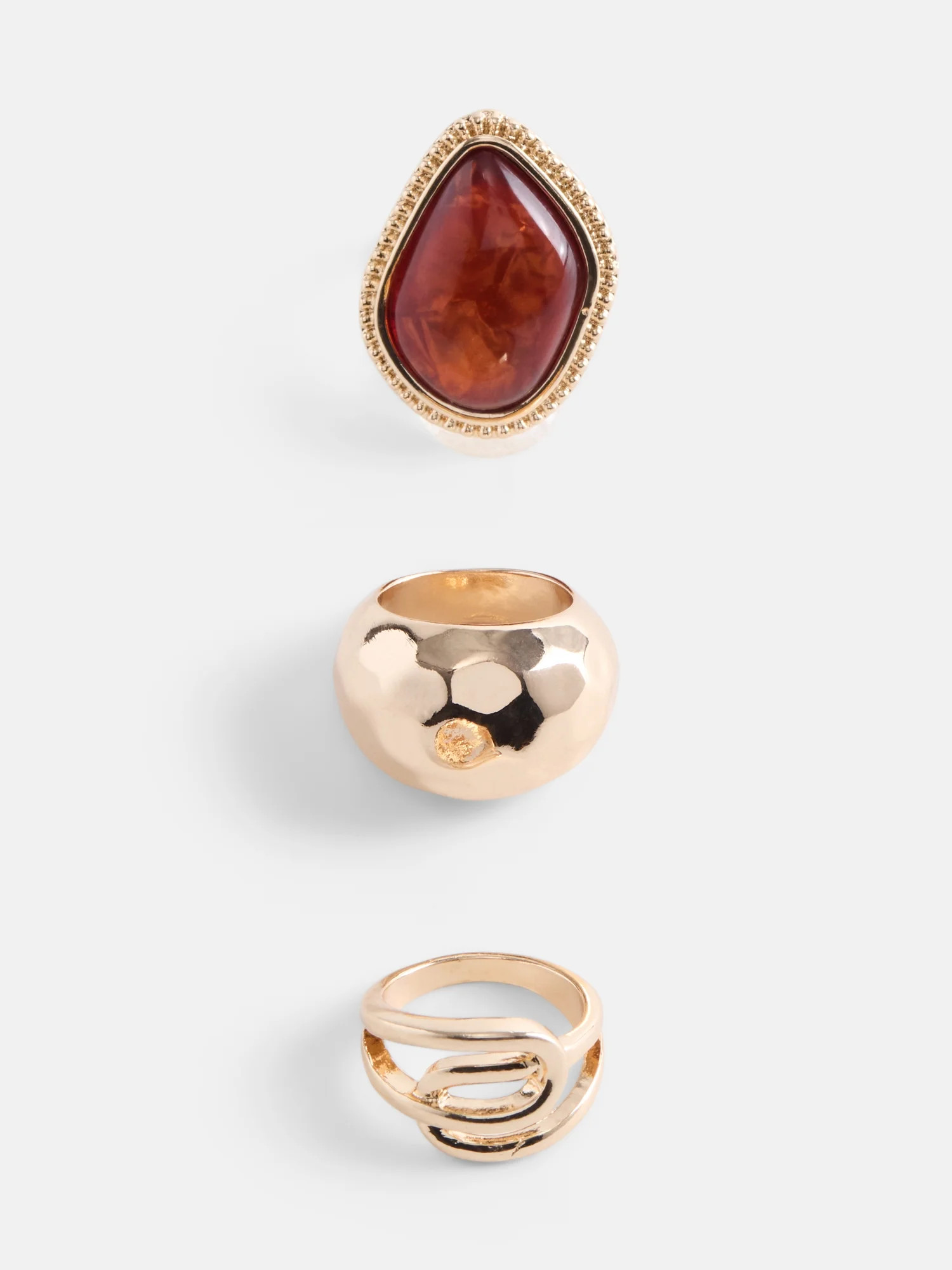 Scenario Statement Rings Gold and Brown for Female Adults and Teens, 3 pack | Walmart (US)
