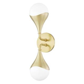 MITZI HUDSON VALLEY LIGHTING Ariana 4.75 in. 2-Light Aged Brass Vanity-Light | The Home Depot