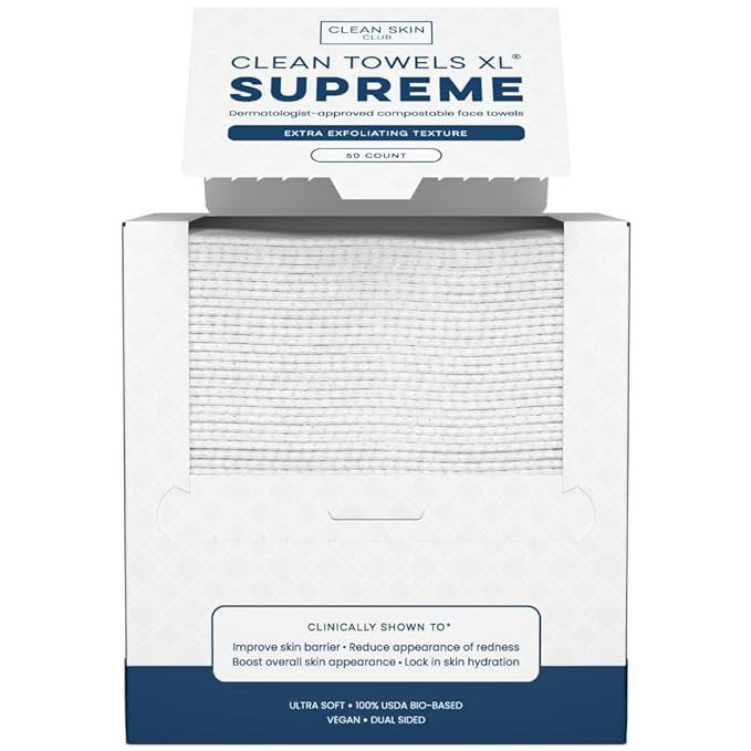 Clean Skin Club Clean Towels XL® Supreme, 100% USDA Biobased Face Towel, Disposable Face Towelet... | Amazon (US)