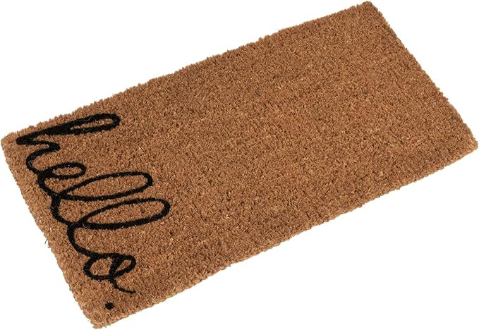Creative Co-Op Natural Coir Doormat with "Hello" Message, Natural and Black | Amazon (US)