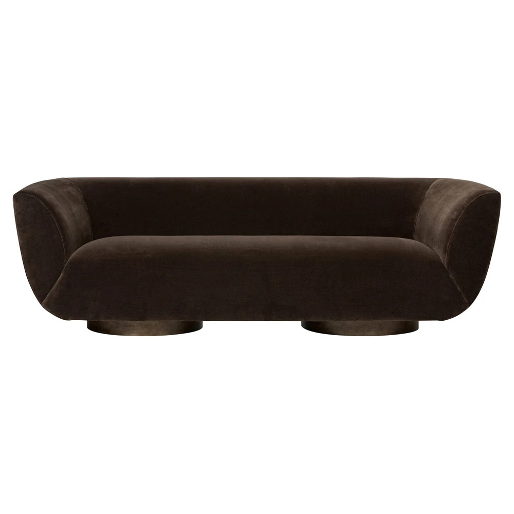 Sabina Modern  Surrey Cocoa Brown Velvet Sofa - 87" | Kathy Kuo Home