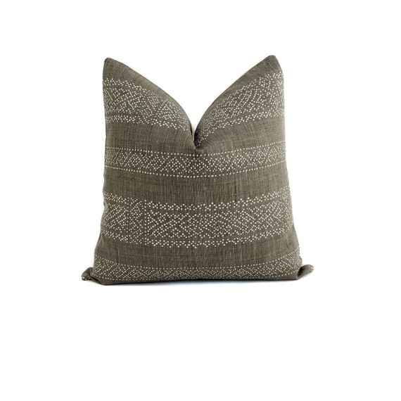 Brown Linen Pillow Cover White Pattern Traditional Rustic | Etsy Canada | Etsy (CAD)