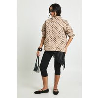 boohoo Women's Polka Dot Funnel Neck Jacket in Stone | Size: 12 | Polyurethane | boohoo (US & Canada)