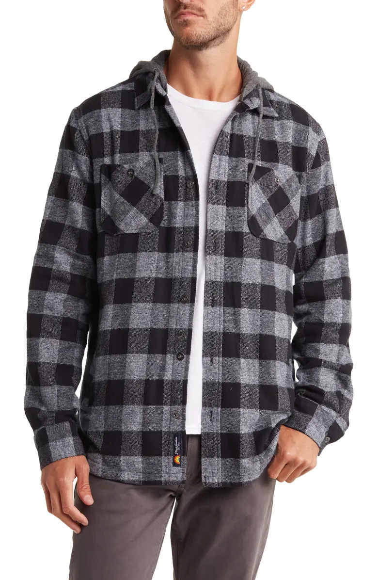 FLAG AND ANTHEM Southfield Double Pocket Check Cotton Flannel Hooded Jacket | Nordstromrack | Nordstrom Rack