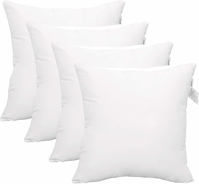 ACCENTHOME 18x18 Pillow Inserts ( Pack of 4 ) Hypoallergenic Throw Pillows Forms | White Square T... | Amazon (US)