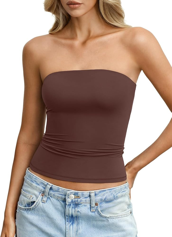 EasyGala Womens Double Lined Tube Tops Non Slip Sexy Strapless Bandeau Top Y2K Sleeveless Going O... | Amazon (US)