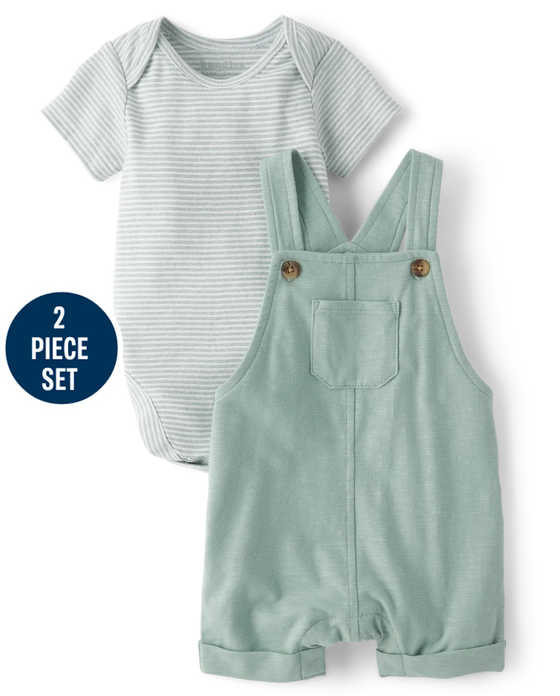 Baby Boys Marled Overalls 2-Piece Outfit Set - green | The Children's Place