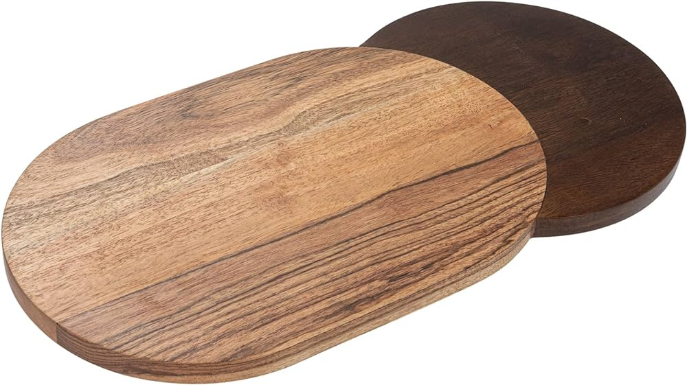 Bloomingville Oval Two-Tone Wood Cheese and Cutting Board, Natural and Walnut | Amazon (US)