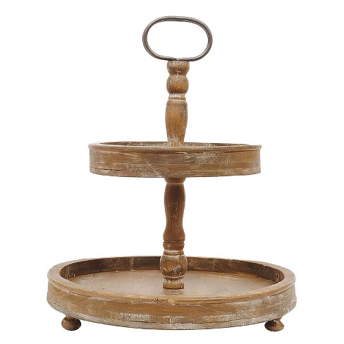 Round Wood 2-Tier Tray - 3R Studios | Target