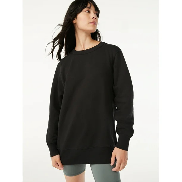 Free Assembly Women's Tunic Fleece Sweatshirt with Long Sleeves - Walmart.com | Walmart (US)
