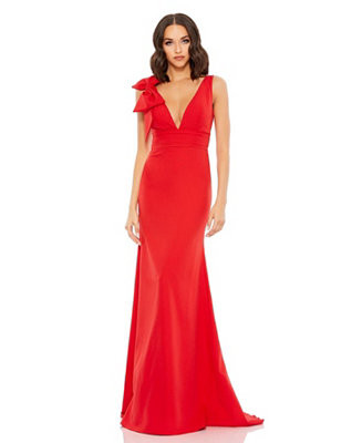Mac Duggal Women's Sleeveless V Neck Bow Detail Mermaid Gown - Macy's | Macy's