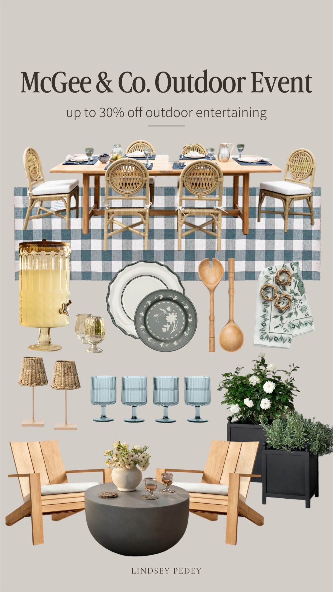 McGee and Co outdoor event is on now up to 30% off outdoor favorites. 

Outdoor dining, outdoor dining chair, outdoor dining table, Adirondack chair, melamine plates, hosting, summer, spring, Mother’s Day, planter, drinks, dispenser, outdoor lighting, serveware, McGee and Co, studio, McGee, outdoor rug ￼@mcgeeandco 

#LTKSeasonal #LTKHome #LTKSaleAlert