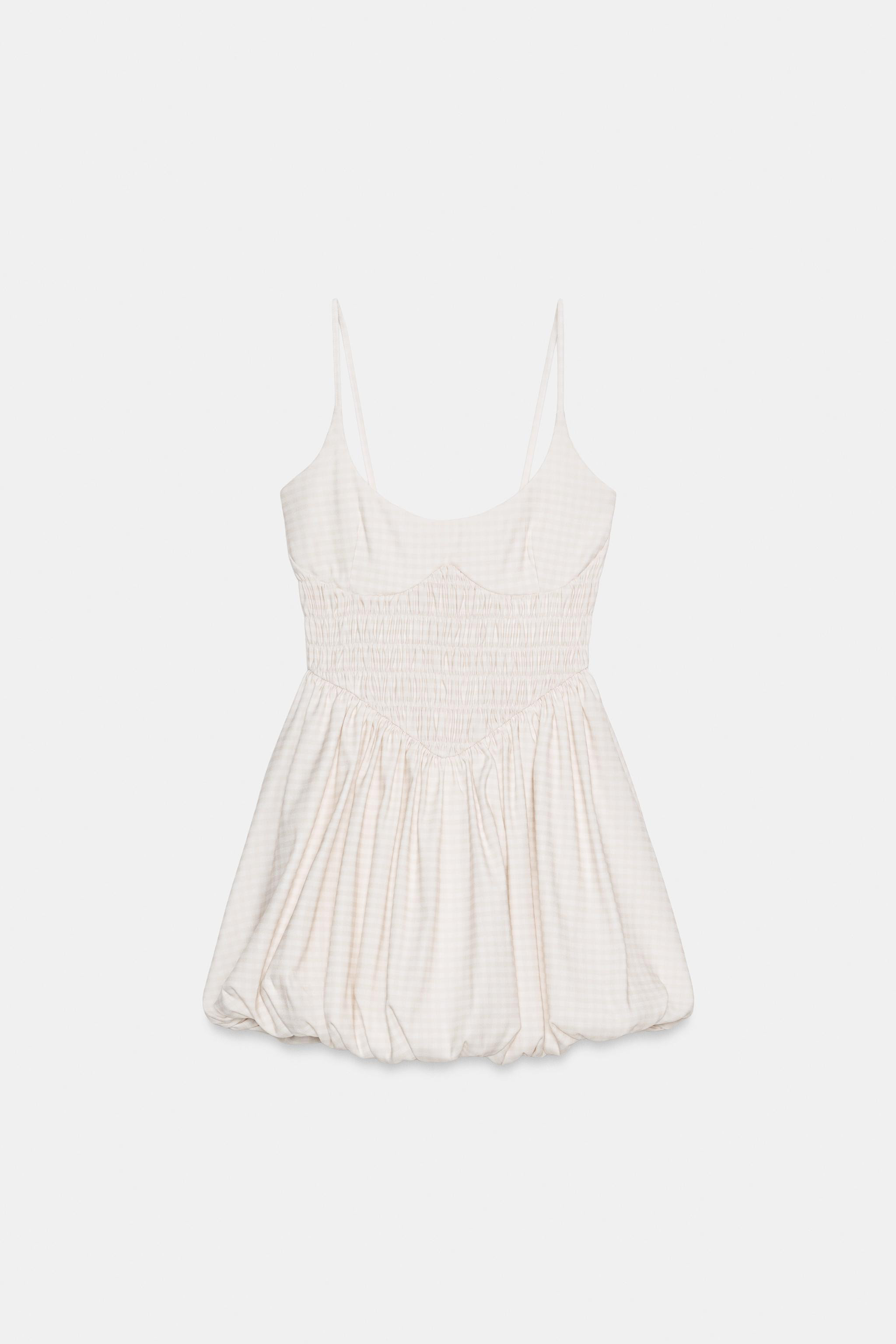 GINGHAM BALLOON MINI DRESS | Zara US