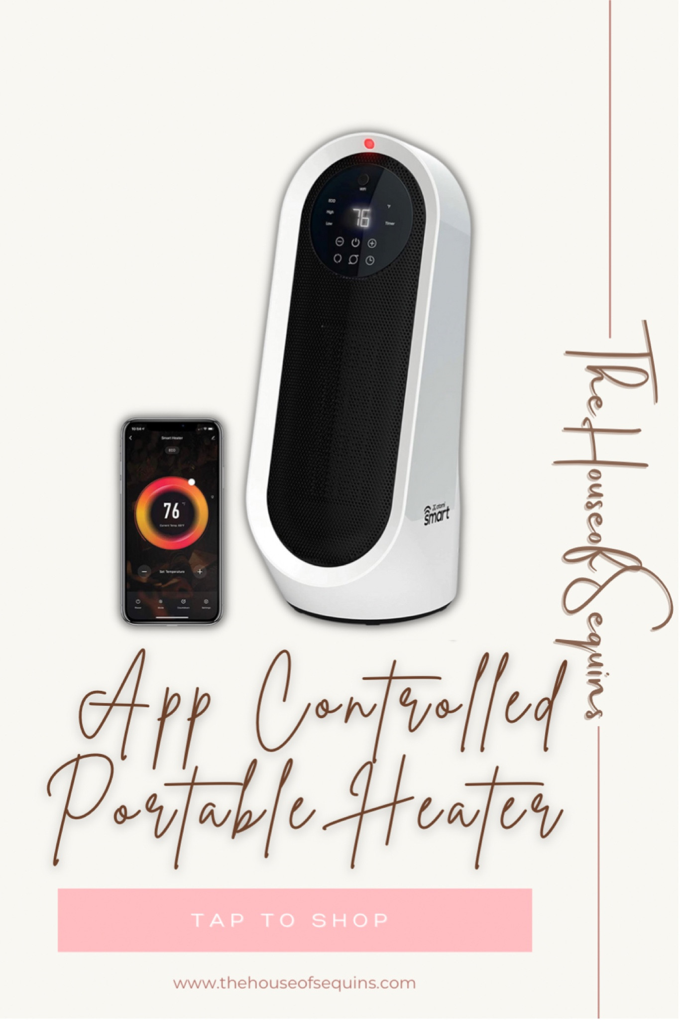 App controlled tabletop portable heater for desk, office, bedroom. Amazon finds, Walmart finds. #thehouseofsequins #houseofsequins #tiktok #reels #lifehacks #winter #cold #cozy #office 