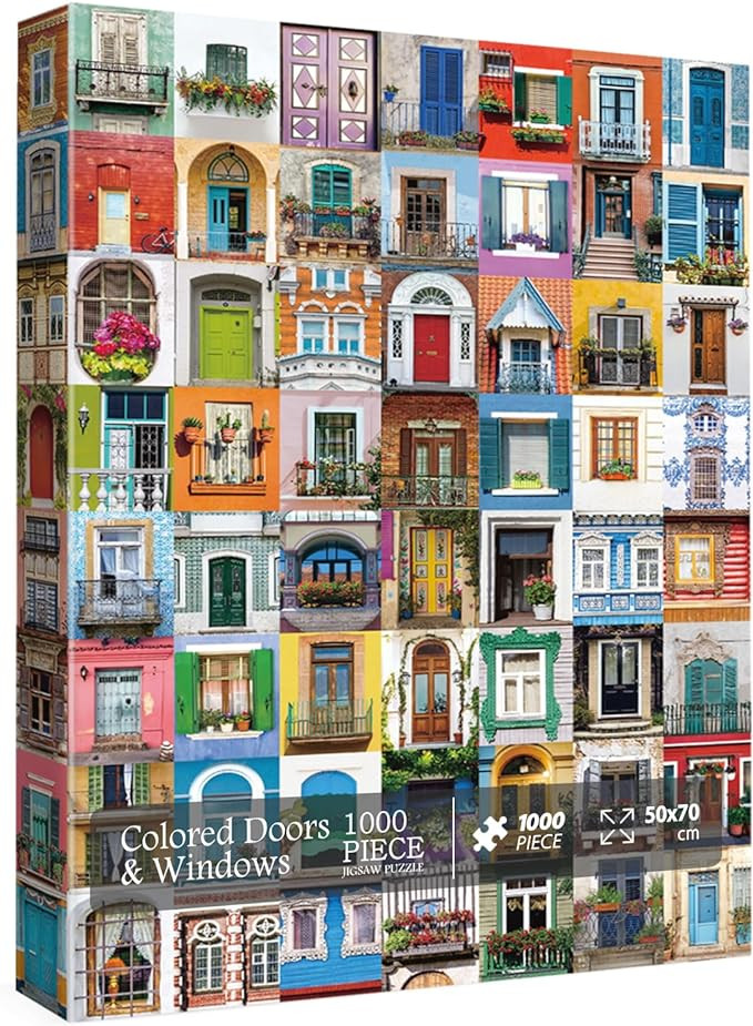 Colorful Doors and Window Jigsaw Puzzles for Adults 1000 Pieces, Vintage Jigsaw Puzzle, Funny Art... | Amazon (US)