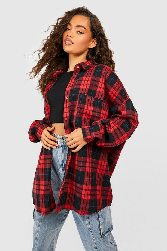Oversized Flannel Shirt | Boohoo.com (US & CA)