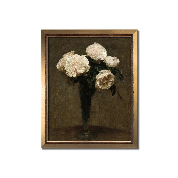 Vintage floral painting Dark floral print Flower painting | Etsy | Etsy (US)