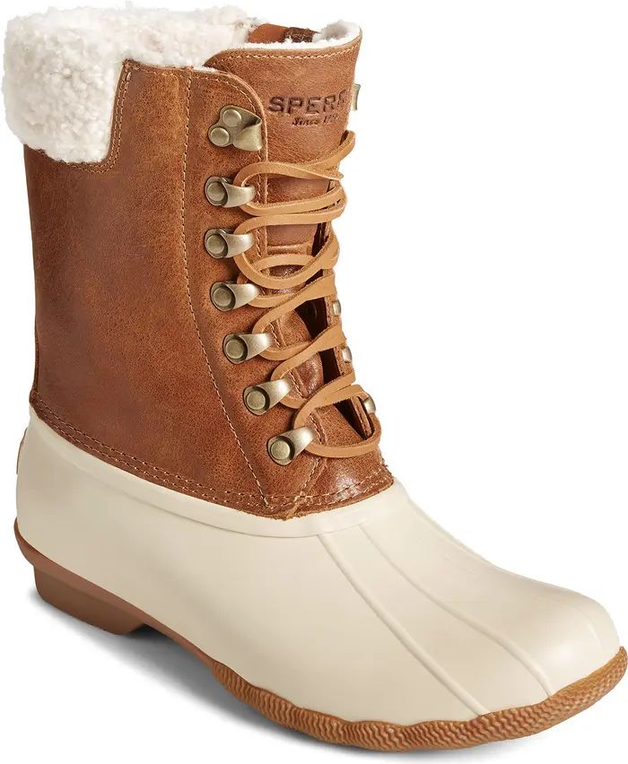 Saltwater Faux Shearling Lined Water Resistant Tall Duck Boot | Nordstrom
