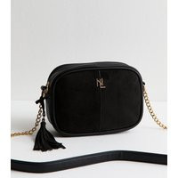 Black Faux Suede Panel Cross Body Bag New Look | New Look (UK)