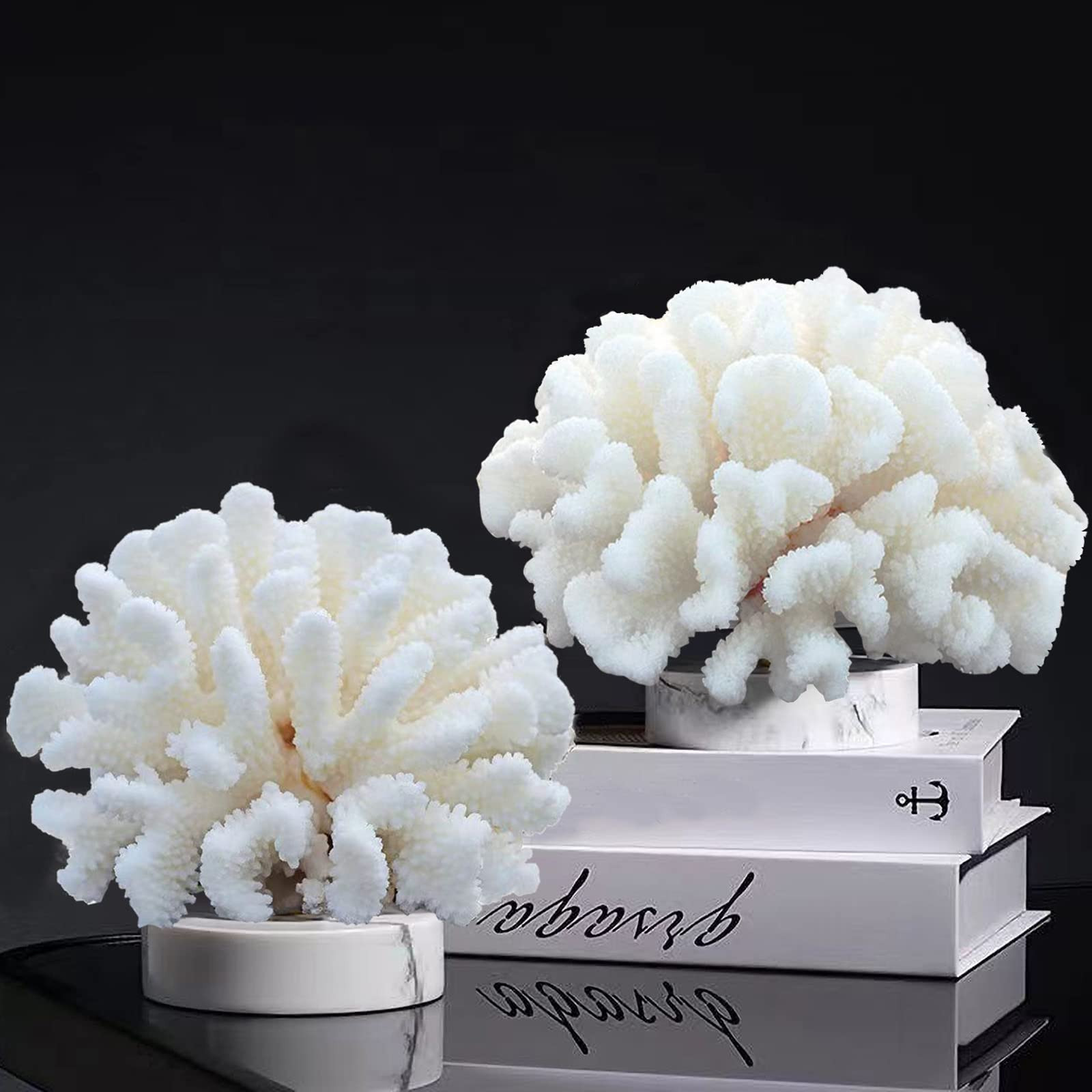Tirifer Pack of 2 White Coral Decor, White Coral Reef, Faux Artificial Coral Statue, Resin Coral ... | Amazon (US)