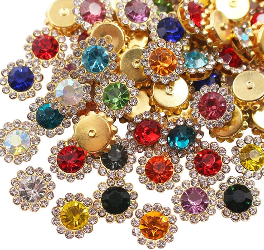 100 Pcs 12MM Sew on Rhinestones Crystals Glass Metal Base Sewing Flower Claw Rhinestones for Clot... | Amazon (US)