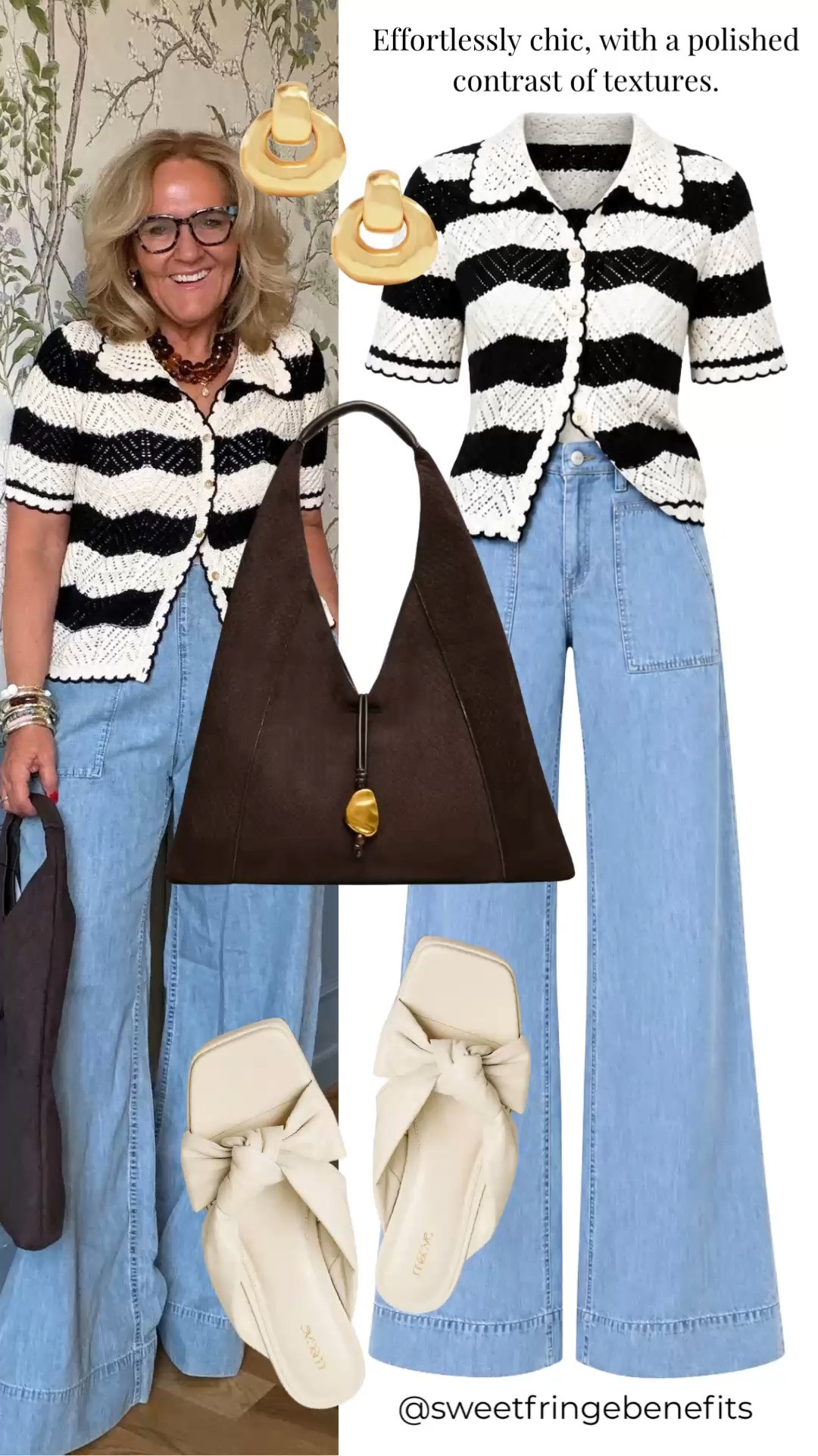 I’m wearing a medium in the sweater, but I would size down. I’m also wearing a medium in the jeans. I love the mix of textures here, and the wide-leg jeans balance the sweater so nicely. A comfortable, polished look that still feels like me.

#LTKdayinmylife #LTKgrwm #LTKootd