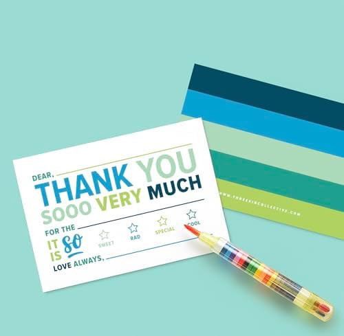 ThreeKin Collective 25-Pack Kids Fill-in-the-Blank Thank You Cards with White Envelopes - 4x6 Dou... | Amazon (US)