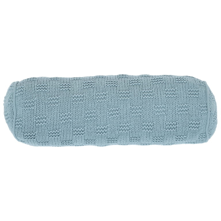 Mainstays 6" x 18" Blue Cotton Knit Bolster Decorative Pillow | Walmart (US)