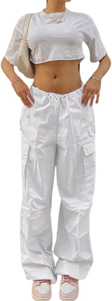 YAHUIUL Parachute Pants Women, Cargo Pants for Women Baggy Low Waist Zipper Y2K Pants Light Baggy... | Amazon (US)
