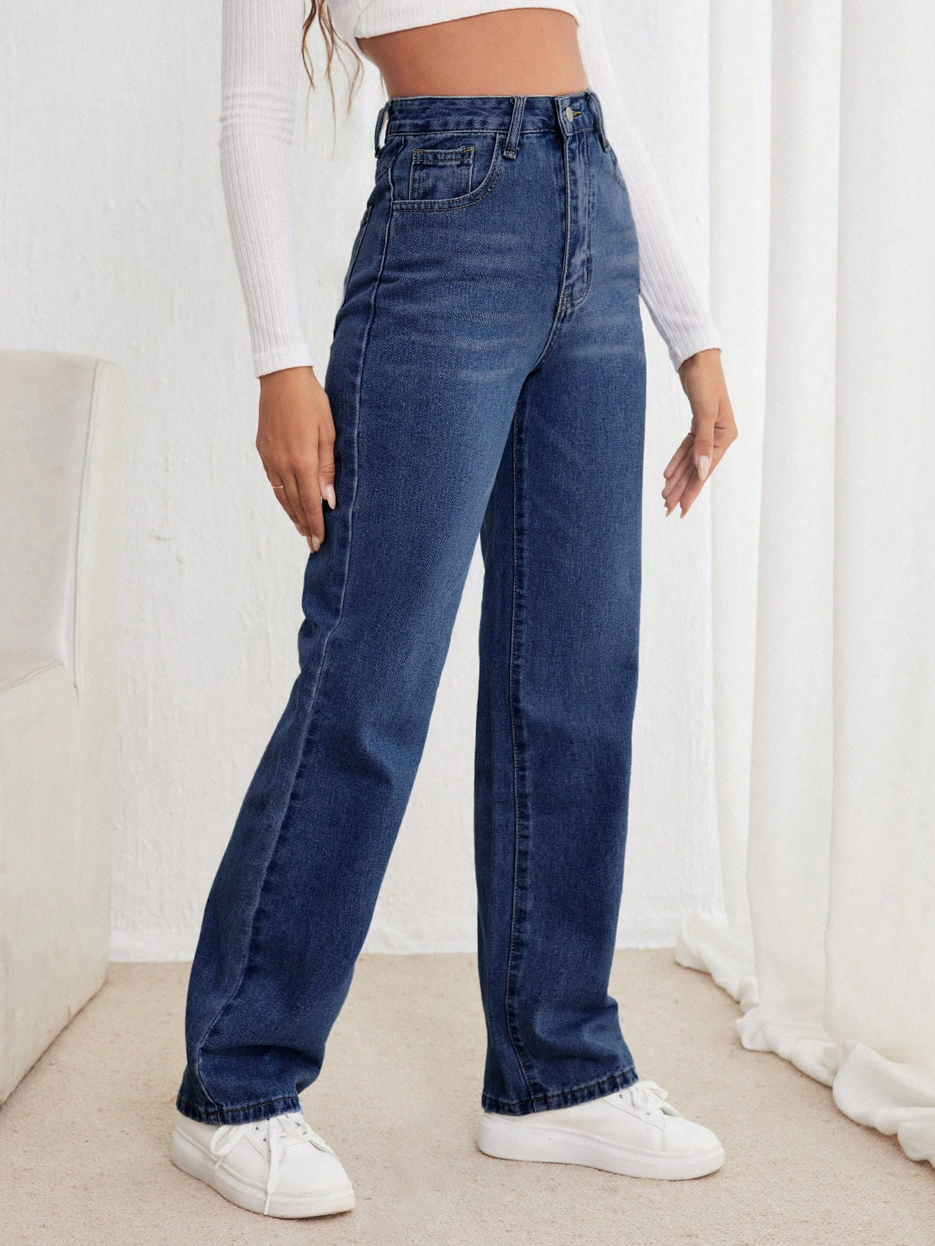 High Waist Straight Leg Jeans | SHEIN
