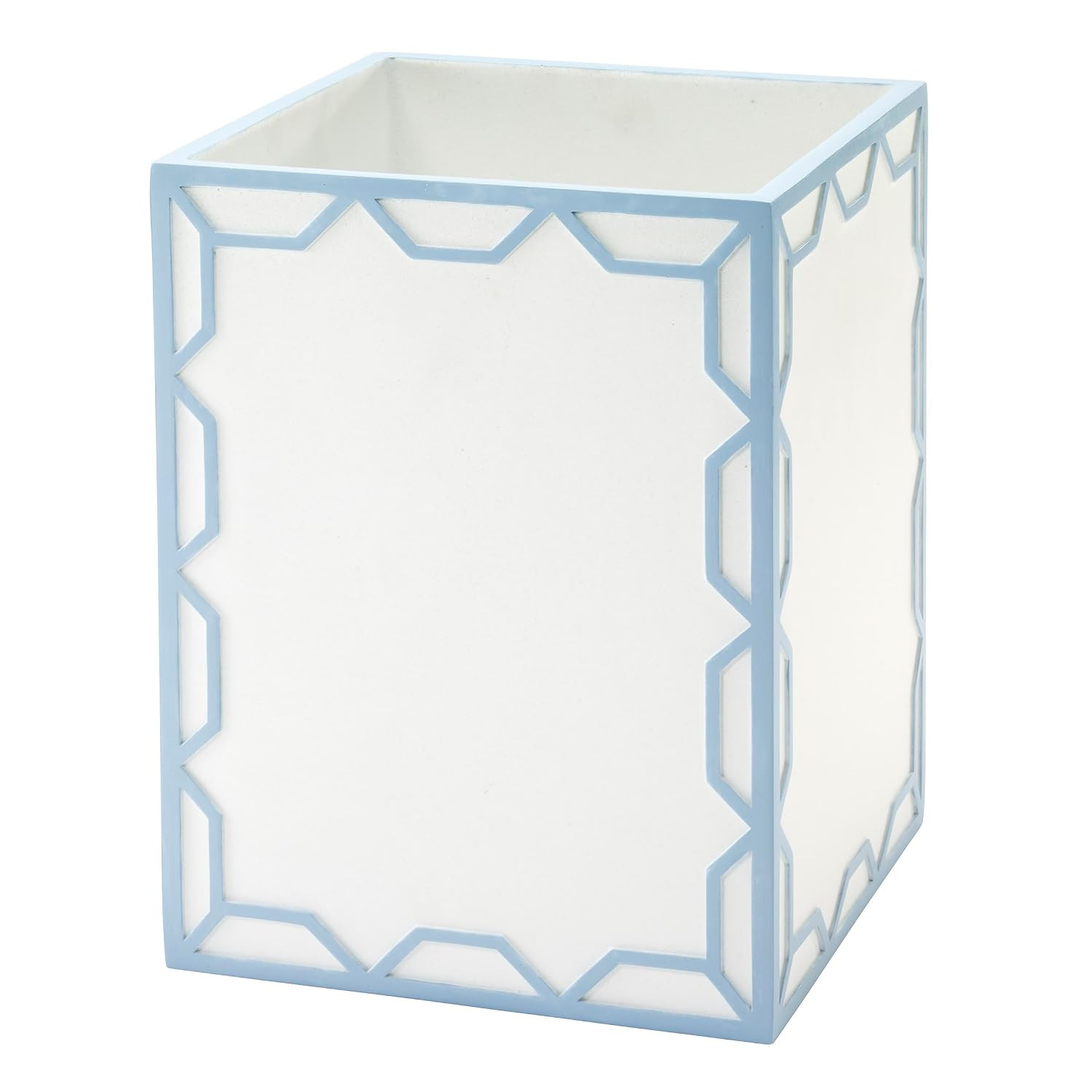 Izod – Wastebasket, Hand-Painted Sand Resin with Blue Trellis Design, Geometric Home Decor – Perfect for Bathroom, Bedroom, Kitchen or Office (Trellis) | Amazon (US)