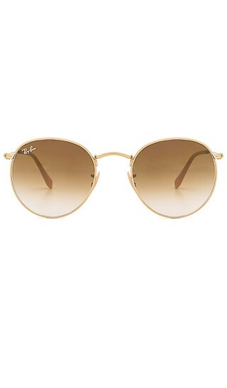 Ray-Ban Round Metal in Matte Gold & Clear Gradient Brown | Revolve Clothing (Global)