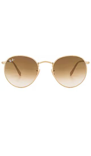 Ray-Ban Round Metal in Matte Gold & Clear Gradient Brown | Revolve Clothing (Global)