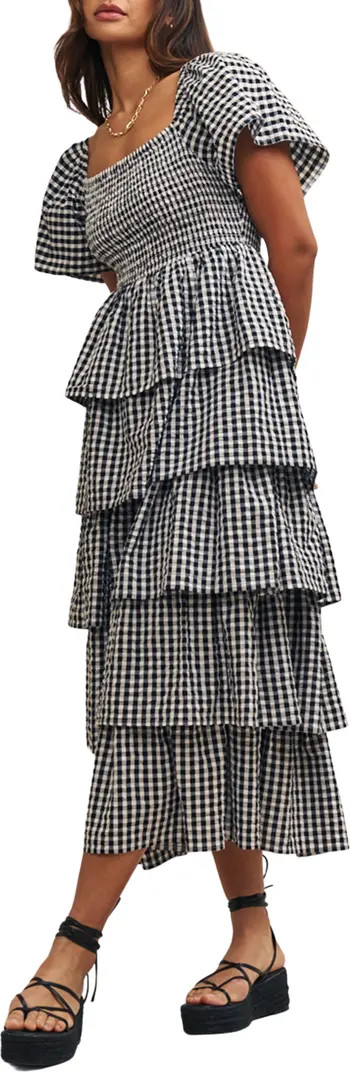 Rosalia Gingham Tiered Organic Cotton Maxi Dress | Nordstrom
