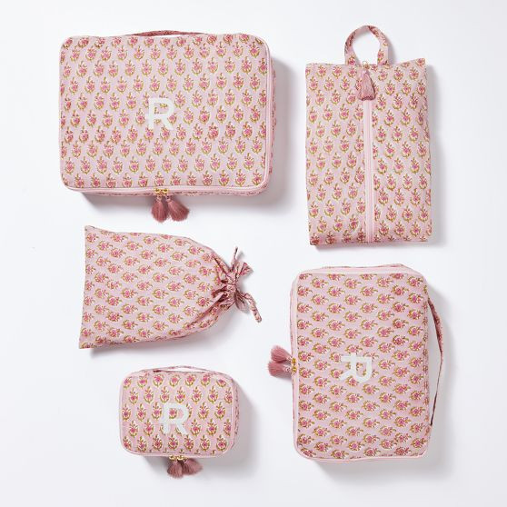 5 Piece Block Print Packing Cube Set | Mark and Graham
