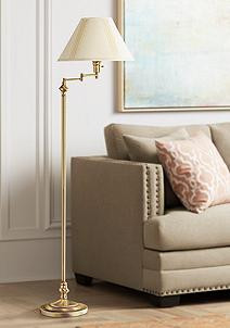 Bellhaven Antique Brass Swing Arm Floor Lamp | www.lampsplus.com | Lamps Plus