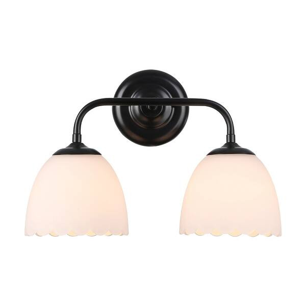 Dorinda 2-Light Vanity Light in Matte Black with Opal Glass - Bed Bath & Beyond - 42566782 | Bed Bath & Beyond