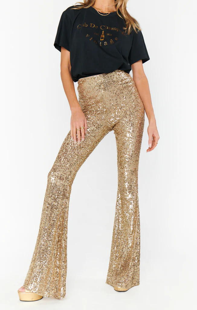 NEW!! Mercury Bells Gold Sequin Pants by Show Me Your Mumu | Glitzy Bella