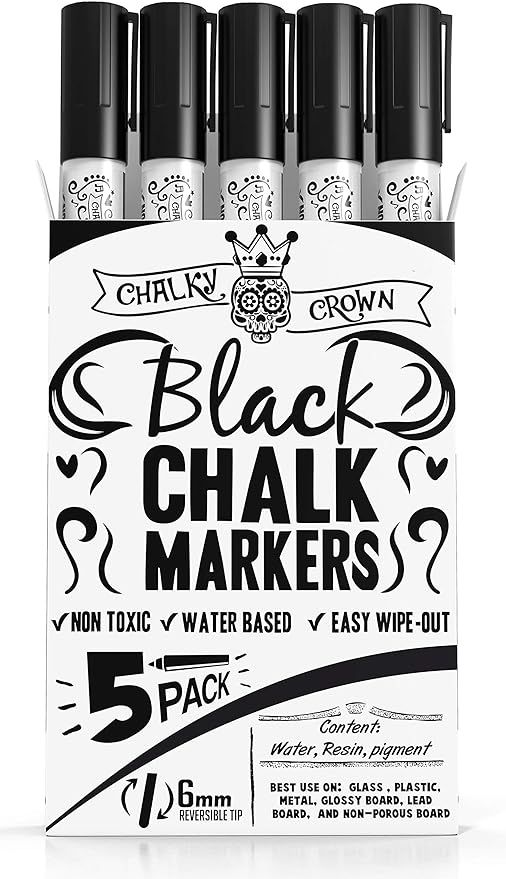CHALKY CROWN Liquid Chalk Marker Pen - Dry Erase Marker - Chalk Markers for Chalkboard Signs, Win... | Amazon (US)