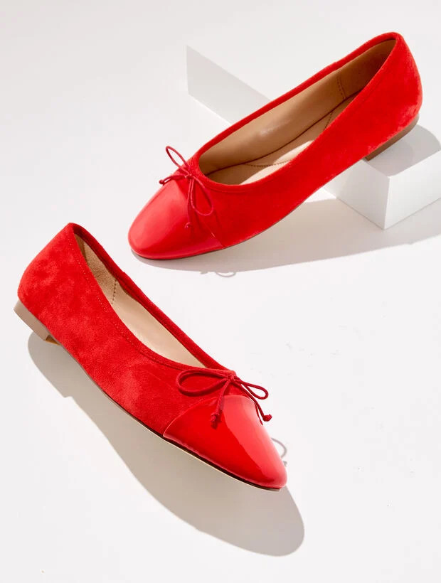 Ansly Suede Patent Leather Ballet Flats | Talbots