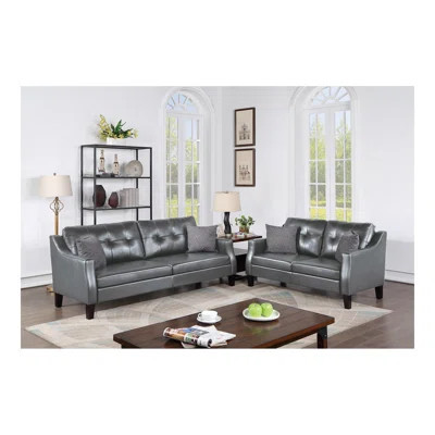 Contemporary 2-Pcs Sofa Set Living Room Furniture Couch Sofa And Loveseat Plush Cushion Unique Lines Plush Sofa. | Wayfair North America
